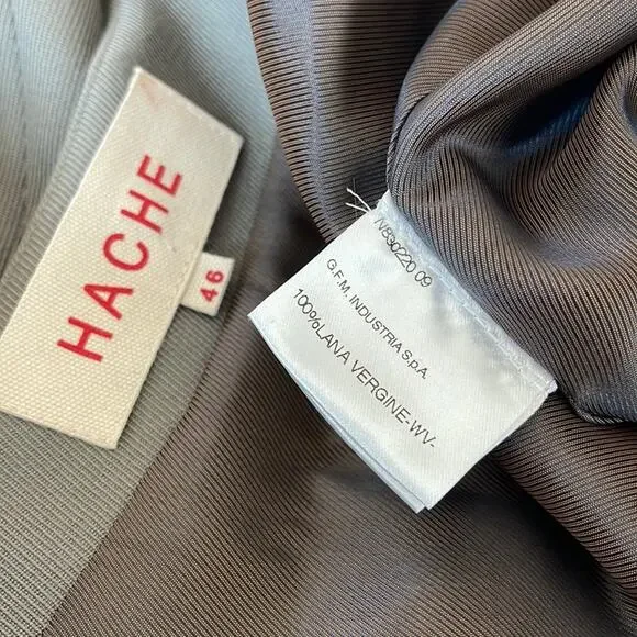 HACHE GRAY DRESS/COAT VIRGIN-WOOL MADE IN ITALY IT 46 - Picture 12 of 14